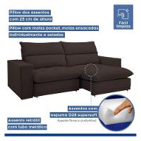 Sofá Retrátil E Reclinável Martinho Veludo Marrom 2,30m - 8