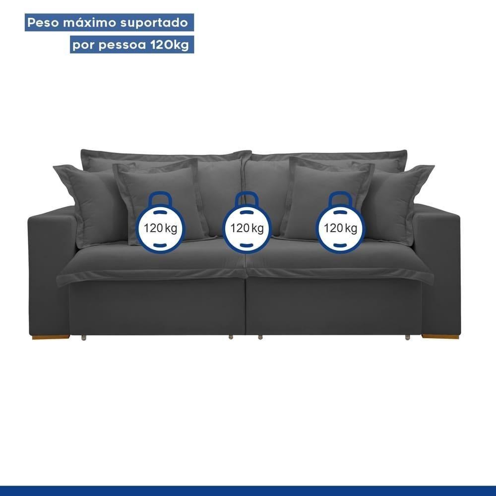 Sofá Cama Retrátil E Reclinável Arizona Boucle Cinza 2,40m - 10