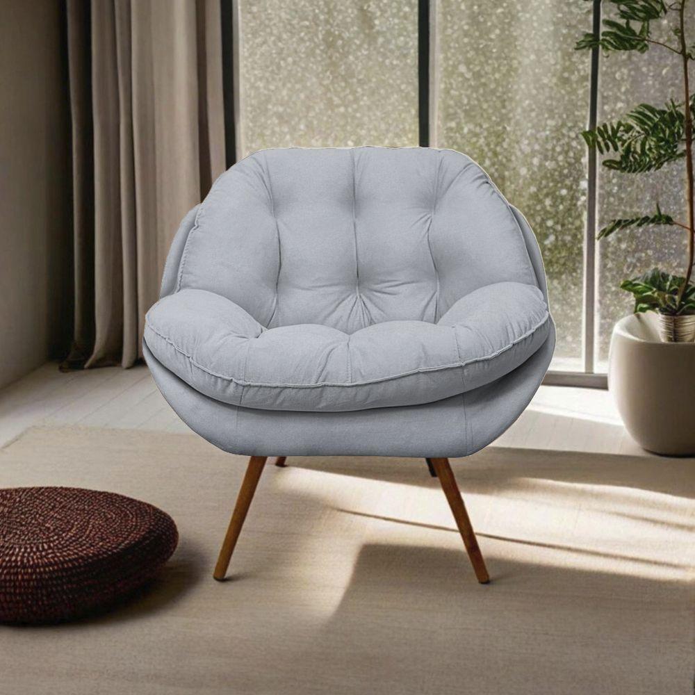 Poltrona Cadeira Landal Poltrona Sala Com Apoio De Braço Em Fibra Siliconizada - SentôGrafite - 1