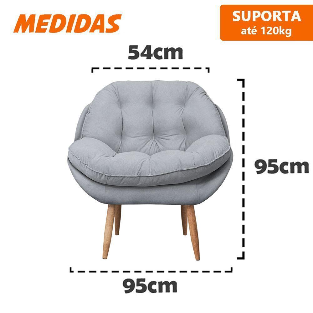 Poltrona Cadeira Landal Poltrona Sala Com Apoio De Braço Em Fibra Siliconizada - SentôGrafite - 2