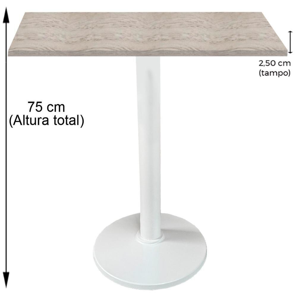 Mesa Zeta Ferro Branco 75 Cm Alt Disco Redondo Tampo Mdp Quadrado 70 Cm Larg X 2,5 Cm Alt Castanheira - 2