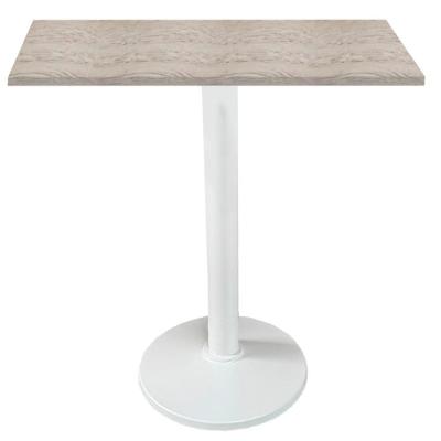 Mesa Zeta Ferro Branco 75 Cm Alt Disco Redondo Tampo Mdp Quadrado 70 Cm Larg X 2,5 Cm Alt Castanheira