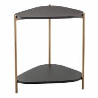 Mesa Lateral De Apoio Orgânica Artesano 45 Cm (largura) Em Mdp Nero (preto) E Pés Em Aço Dourado - 1