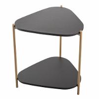 Mesa Lateral De Apoio Orgânica Artesano 45 Cm (largura) Em Mdp Nero (preto) E Pés Em Aço Dourado - 2