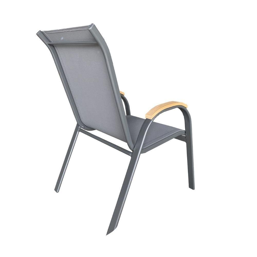 Kit 4 Cadeiras Empilhável Com Braço Pipa Maresias Fratini 96 Cm Altura Alumínio E Assento Tela Cinza - 7