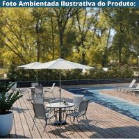 Kit 4 Cadeiras Empilhável Com Braço Pipa Maresias Fratini 96 Cm Altura Alumínio E Assento Tela Cinza - 3