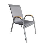 Kit 4 Cadeiras Empilhável Com Braço Pipa Maresias Fratini 96 Cm Altura Alumínio E Assento Tela Cinza - 6