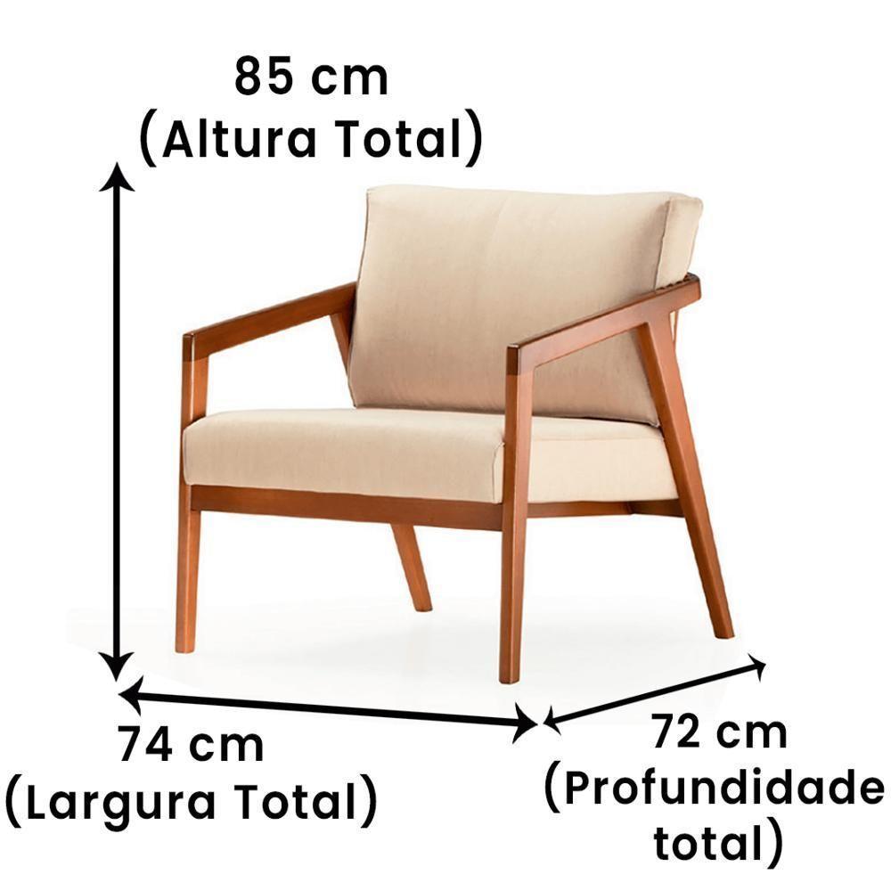 Poltrona Coss Ozki Com Braços Madeira Eucalipto Cedro Tecido Bege Corda Redonda Canela - 4