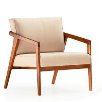 Poltrona Coss Ozki Com Braços Madeira Eucalipto Cedro Tecido Bege Corda Redonda Canela - 2