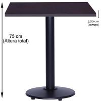 Mesa Zeta Ferro Preto 75 Cm (alt) Disco Redondo Tampo Mdp Quadrado 80 Cm (larg) X 2,5 Cm (alt) Preto - 2