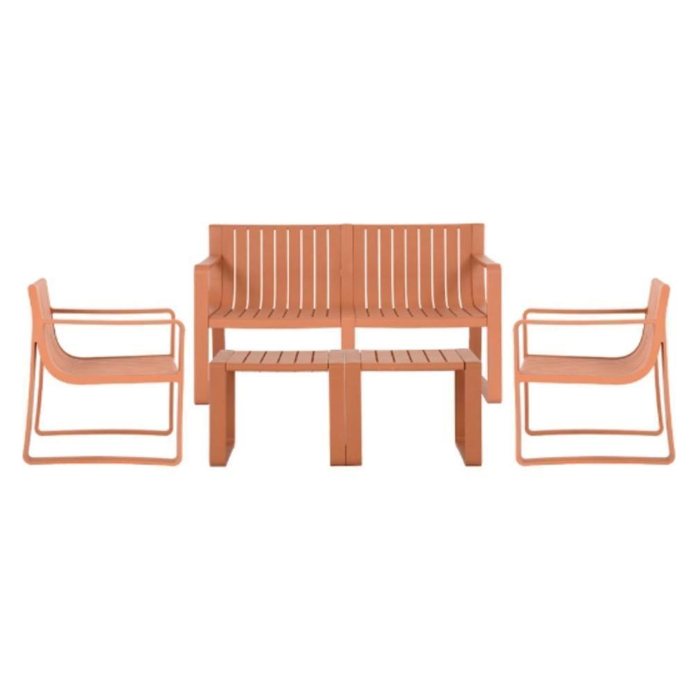 Conjunto 2 Poltronas, 1 Sofá 2 Lug E 2 Mesas área Externa Rivatti Fibra Polipropileno Pêssego - 1