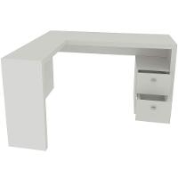 Mesa De Canto Para Escritório Em L Angular Com 2 Gavetas Branco - 3