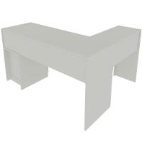 Mesa De Canto Para Escritório Em L Angular Com 2 Gavetas Branco - 7