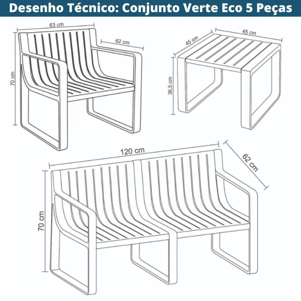Conjunto 2 Poltronas, 1 Sofá 2 Lug E 2 Mesas área Externa Verte Eco Rivatti Fibra Natural Bambu - 5