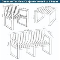 Conjunto 2 Poltronas, 1 Sofá 2 Lug E 2 Mesas área Externa Verte Eco Rivatti Fibra Natural Bambu - 5