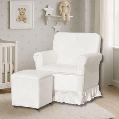 Poltrona De Amamentação Mamãe Vitória Balanço E Puff Suede Suede Branco