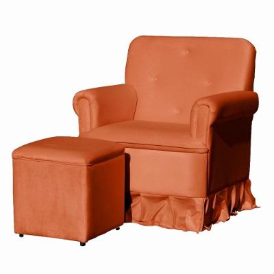 Poltrona Para Amamentação Balanço E Puff Dandara Veludo Veludo Terracota