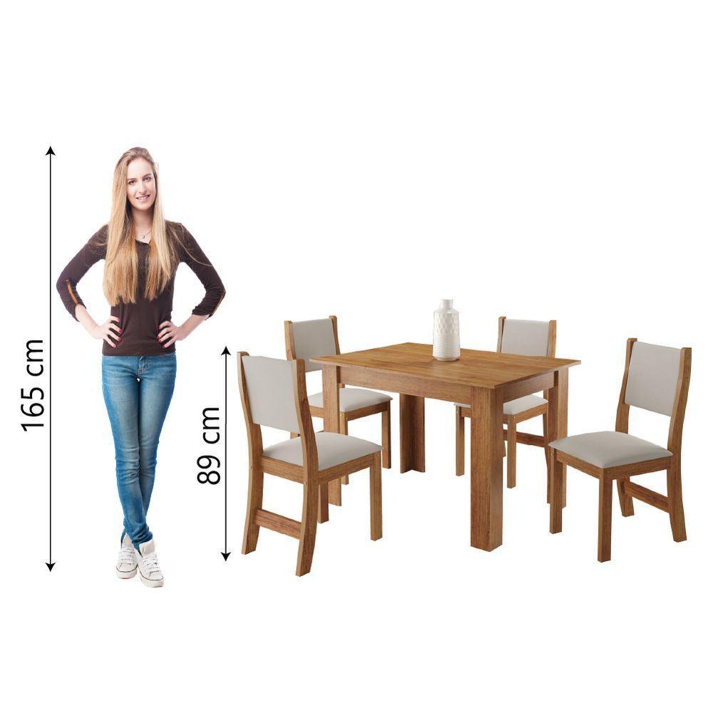 Conjunto De Mesa Sala De Jantar 1,10m 4 Cadeiras Place Veludo Viero Madeirado/marfim - 6