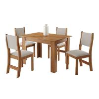 Conjunto De Mesa Sala De Jantar 1,10m 4 Cadeiras Place Veludo Viero Madeirado/marfim - 1