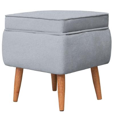 Puff Banqueta Comodoro Quadrado Em Tecido Veludo - Sentô Grafite