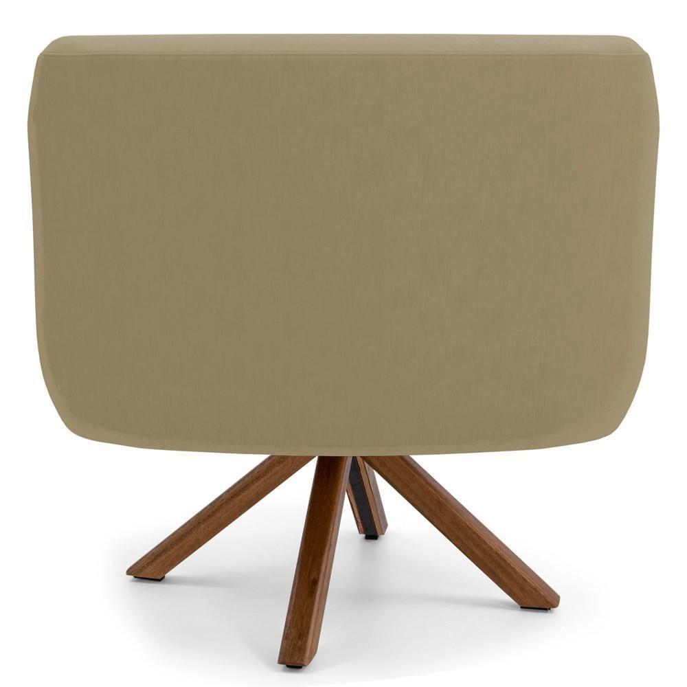 Kit 2 Poltronas Decorativas Giratórias Base Giromad Madeira Jade Veludo C-68 Bege - Domi - 4