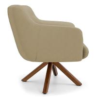 Kit 2 Poltronas Decorativas Giratórias Base Giromad Madeira Jade Veludo C-68 Bege - Domi - 3