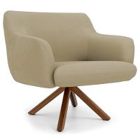 Kit 2 Poltronas Decorativas Giratórias Base Giromad Madeira Jade Veludo C-68 Bege - Domi - 6