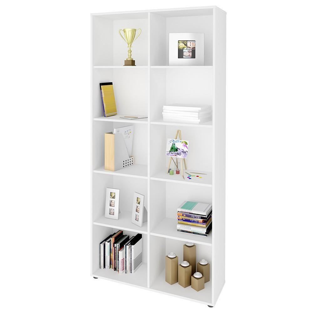 Mesa Escrivaninha 90cm Veneti E Estante Livreiro 90x187cm Lean A06 Branco - Mpozenato - 9