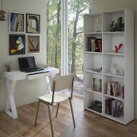 Mesa Escrivaninha 90cm Veneti E Estante Livreiro 90x187cm Lean A06 Branco - Mpozenato - 2