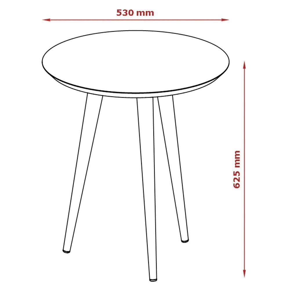 Mesa De Apoio Redonda Pés Madeira Luna 530 Off White - Patrimar - 4