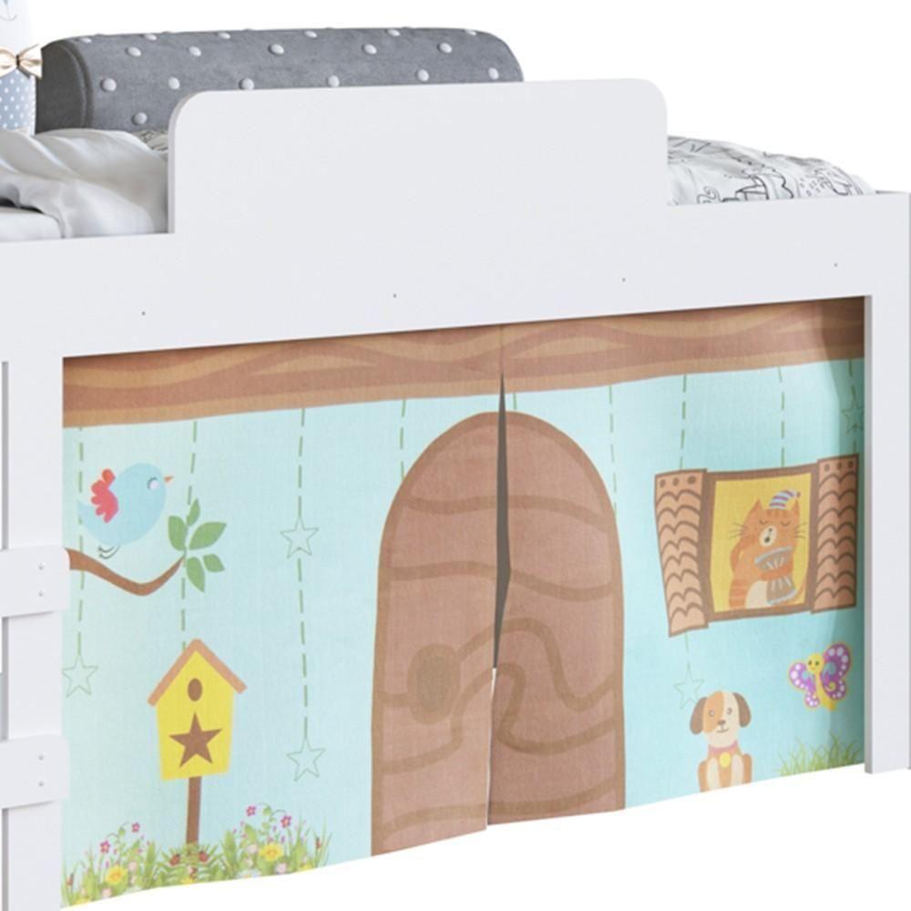 Cama Elevada Com Cortina Alegria Meu Fofinho A05 Branco - Mpozenato - 1