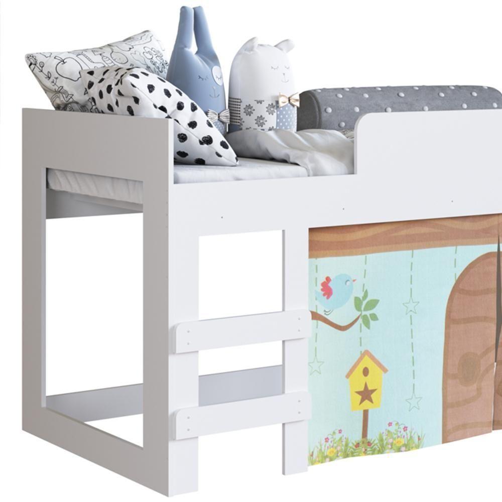 Cama Elevada Com Cortina Alegria Meu Fofinho A05 Branco - Mpozenato - 3