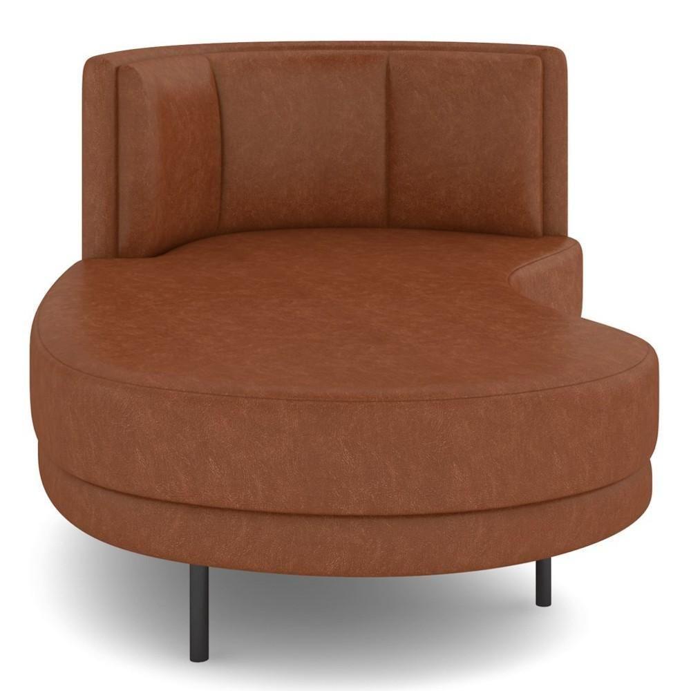 Chaise Longue Divã 164cm Braço Direito Logus D06 Sintético Marrom - Mpozenato - 6