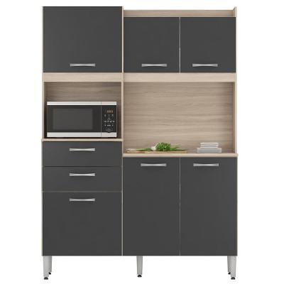 Kit Cozinha Compacta Harmonia D02 6 Portas 2 Gavetas 133cm Avena e Grafite