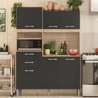 Kit Cozinha Compacta 6 Portas 2 Gavetas Harmonia D02 Avena/grafito - Mpozenato - 2