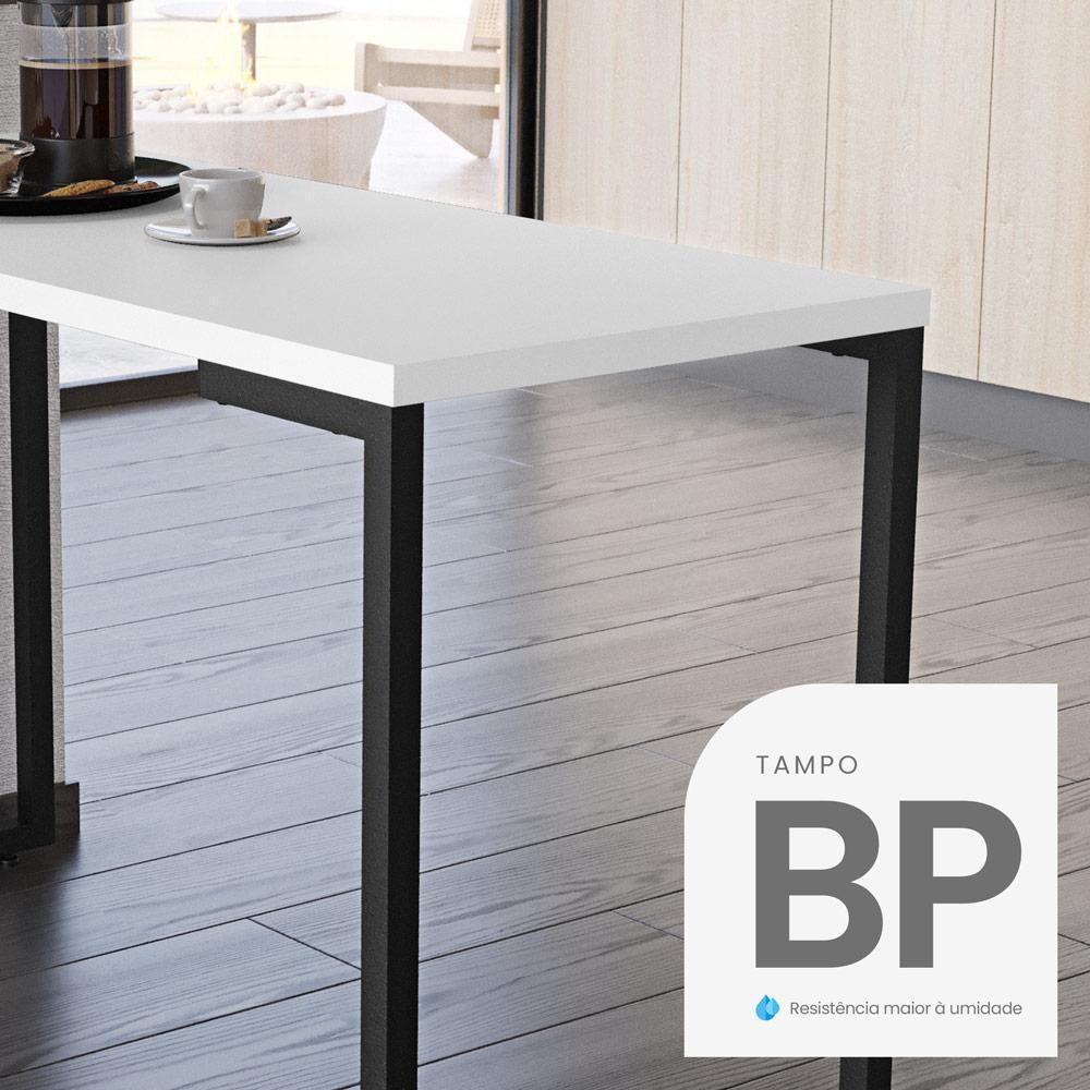 Mesa De Cozinha Bistrô Porto Branco 120cm Com 4 Banquetas Industriais Maviê Preto/branco - Mpozenato - 10