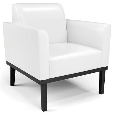 Poltrona Decorativa Maressa Sintético Pu Branco Base Madeira Preto Ibiza