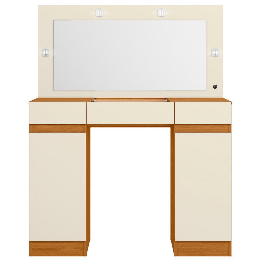 Penteadeira Camarim Com Espelho Studio Beauty A02 Off/cinamomo - Mpozenato - 6