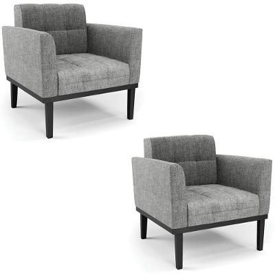 Kit 2 Poltronas Ana Para Sala Linho Grafite Ibiza