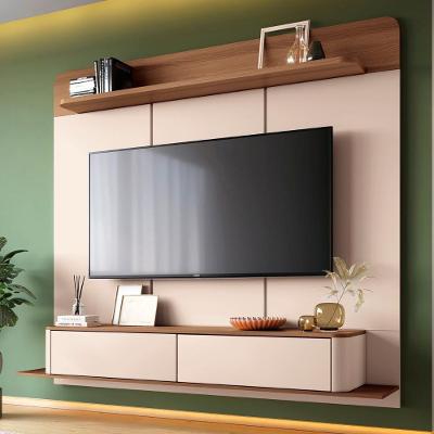 Painel Tv 70 Pol 180cm Bancada Suspensa Galax Off/castanho - Hb Móveis