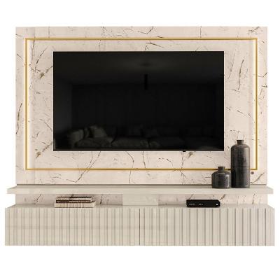 Painel Para Tv Até 75 Pol. Com Led 2 Gavetas Gaia Calacata/off White - Madetec