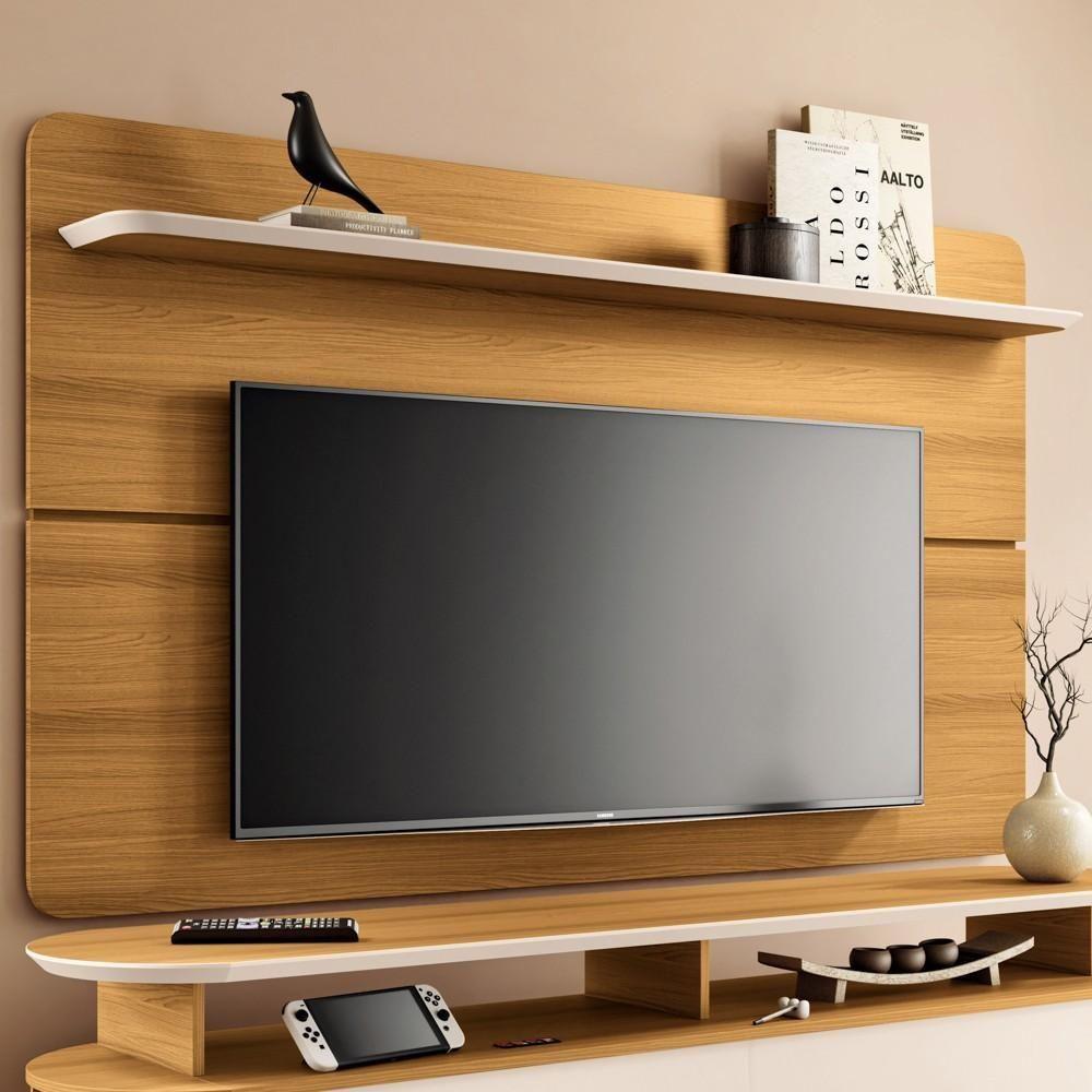 Painel Para Tv 70 Pol Curv E Rack Bancada Alba Off/cinamomo - Hb Móveis - 9