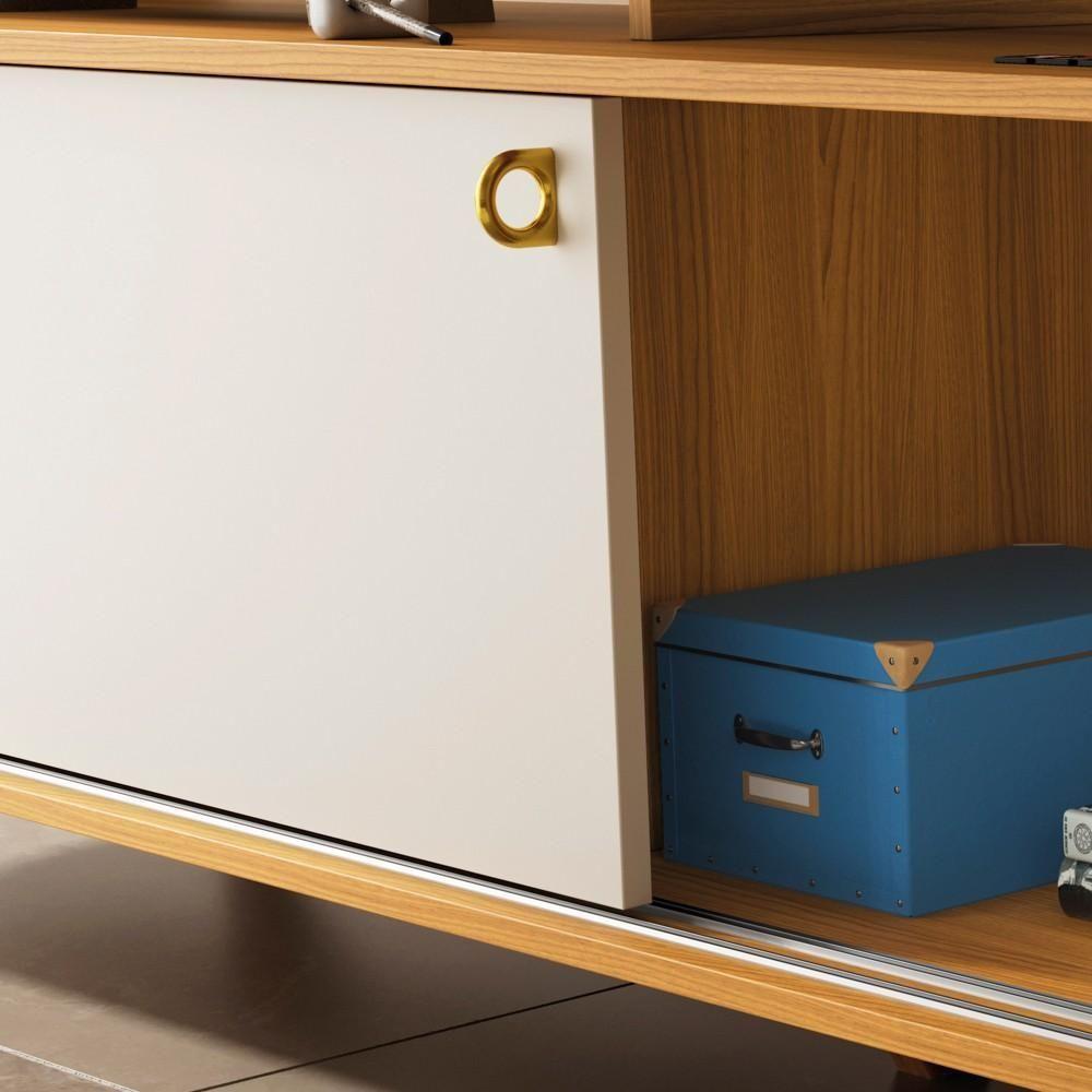 Painel Para Tv 70 Pol Curv E Rack Bancada Alba Off/cinamomo - Hb Móveis - 10