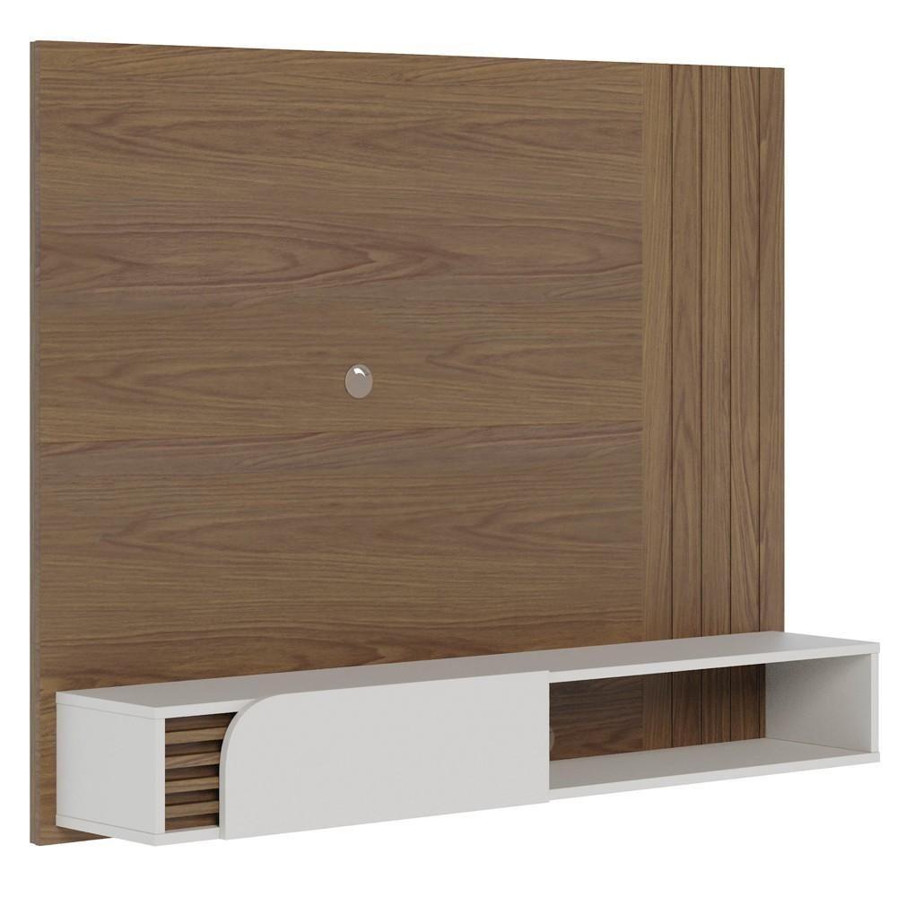Painel Para Tv 55 Pol Com Bancada Madrid C05 Amêndoa/off White Matte - Mpozenato - 1
