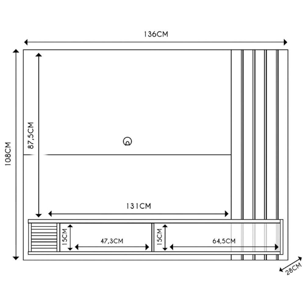 Painel Para Tv 55 Pol Com Bancada Madrid C05 Amêndoa/off White Matte - Mpozenato - 4