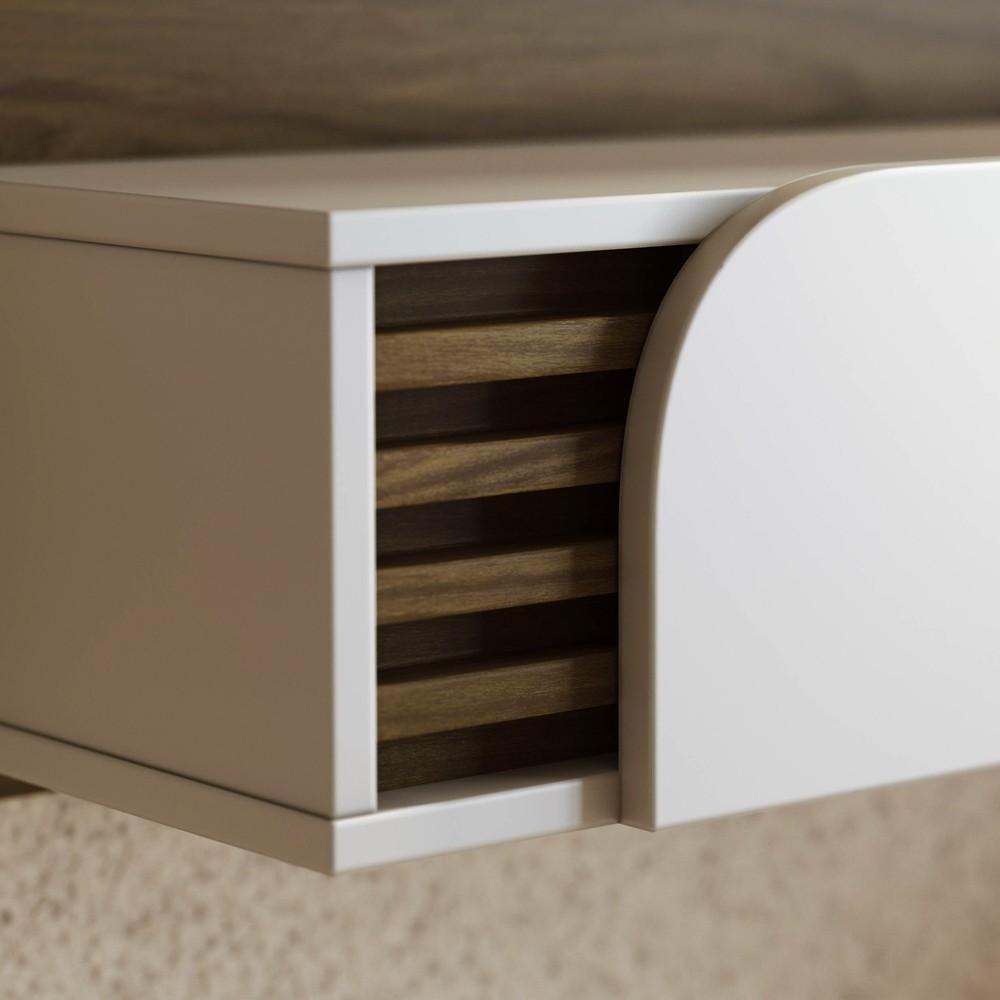 Painel Para Tv 55 Pol Com Bancada Madrid C05 Amêndoa/off White Matte - Mpozenato - 5