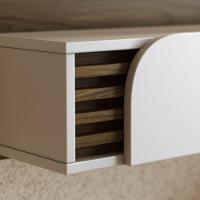 Painel Para Tv 55 Pol Com Bancada Madrid C05 Amêndoa/off White Matte - Mpozenato - 5