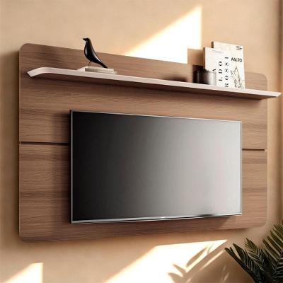 Painel Tv 70 Pol 180cm Suspenso Curv Castanho/off White - Hb Móveis