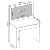 Penteadeira Camarim Com Espelho 1 Gaveta Atraente D02 Branco - Mpozenato - 4