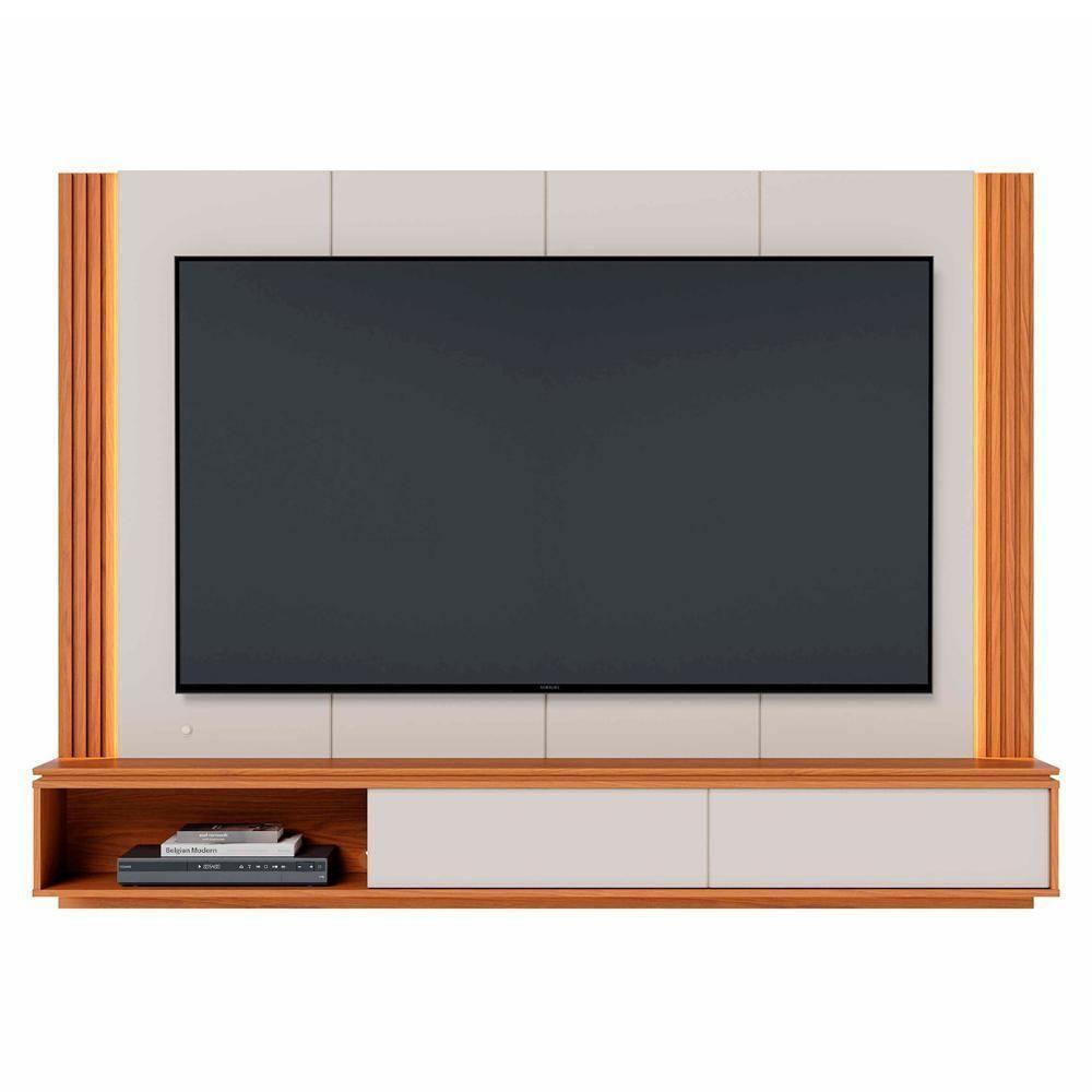 Painel Tv 75 Pol E Bancada Suspensa Trento Off White/freijó C05 - Mpozenato - 5